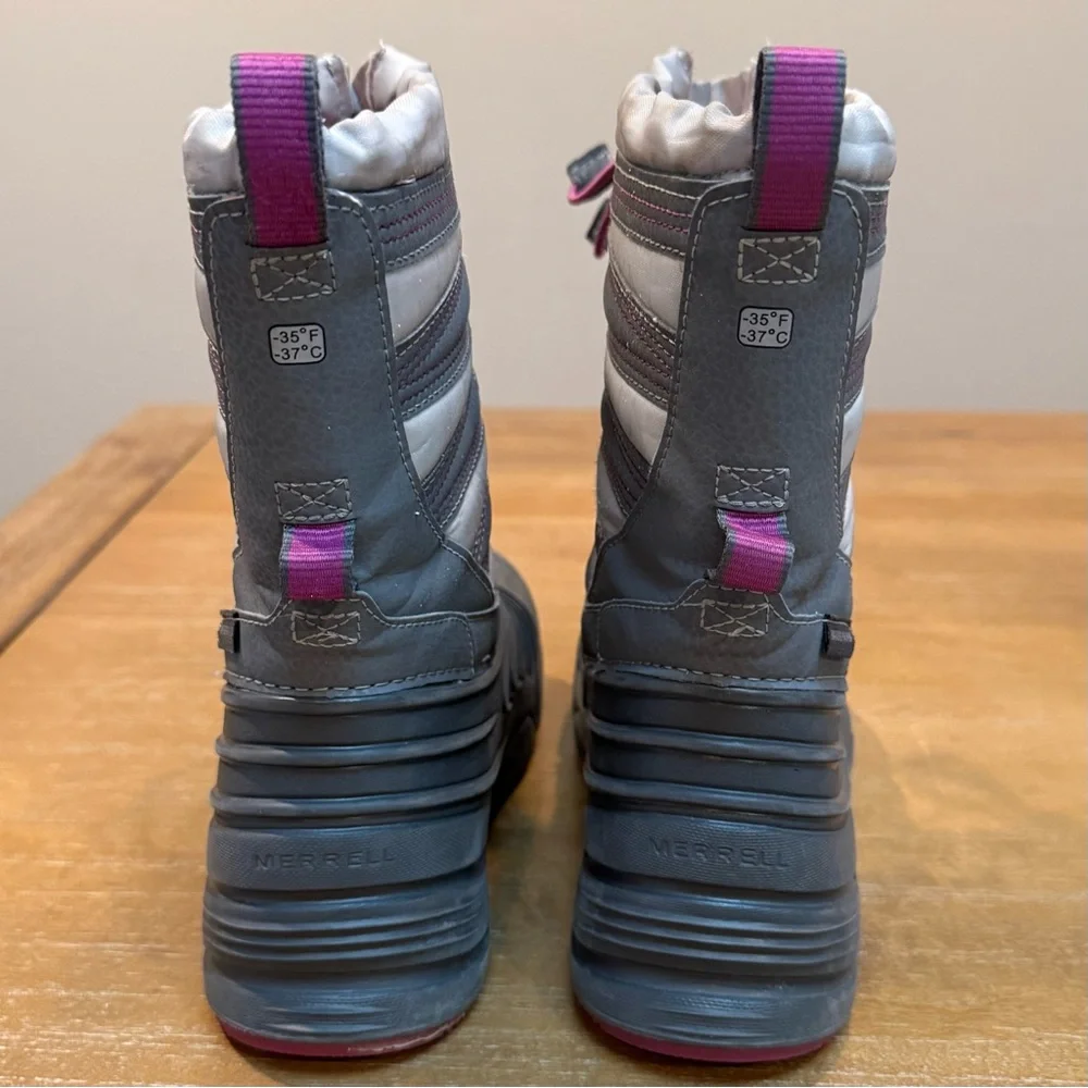 Merrell Kids‎ Quest Lite 3.0 Jr Waterproof Winter Snow Boots Gray/Pink Sz 2